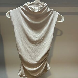 Sleeveless Mock Neck Top in Light Beige